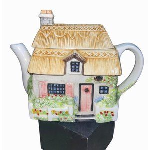 Vintage Little House/Cottage Tea Pot Made In Philippines-